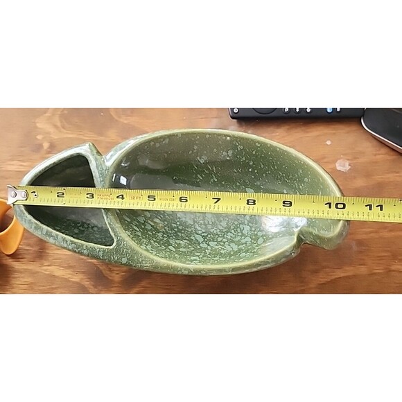 Vintage Brush USA AT9 Console Bowl Green Speckled Mid Century Pottery - Picture 7 of 9